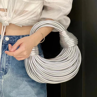Woven Women's Handbag with Knot Detail