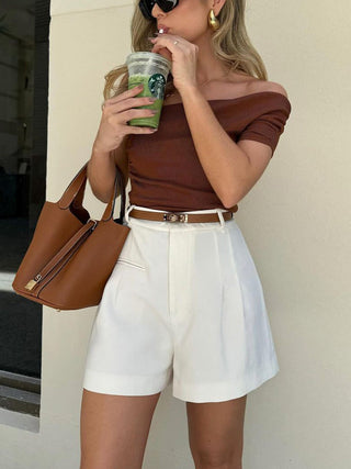 Women High Waist Tailored Shorts