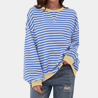 Oversized Striped Long Sleeve T-Shirt for Women