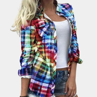 PlaidEase – Women's Blouse with Timeless Plaid Design and Feminine Touch