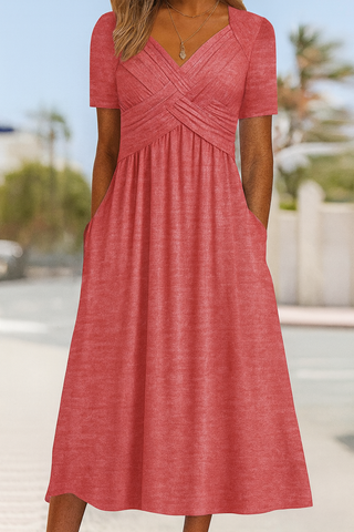 Crossed Short-Sleeve Dress