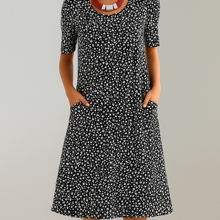 Floral High Waist Midi Dress with Pockets