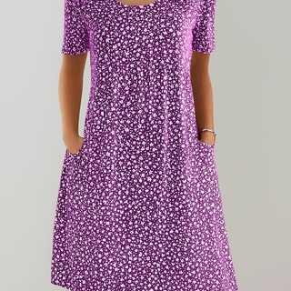 Floral High Waist Midi Dress with Pockets