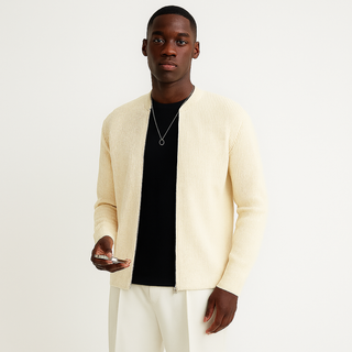 Mens Casual Zipper Knit Cardigan