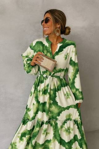 Women’s Maxi Dress with Long Sleeves and  V Neck