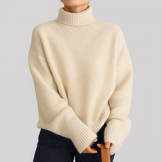 Women's Thick Fine wool-Like Winter Sweater with High Collar