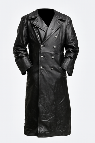 Iconic Gothic Men’s WW2 Style Leather Trench Coat
