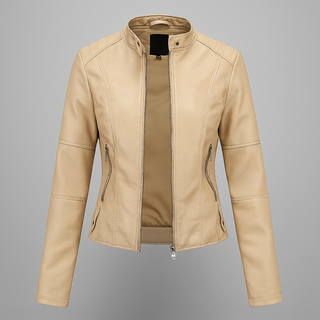 Women’s Fitted Red Leather Moto Jacket