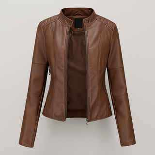 Women’s Fitted Red Leather Moto Jacket
