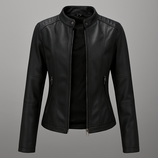 Women’s Fitted Red Leather Moto Jacket