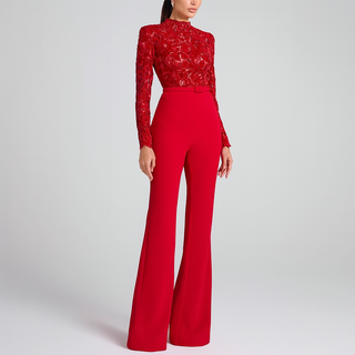 Women’s Elegant Embroidered Lace Top Jumpsuit