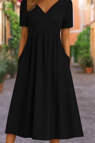 Crossed Short-Sleeve Dress