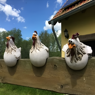 Whimsical Rooster Fence Ornaments