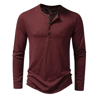 Casual Long-Sleeve Cotton T-Shirt for Men