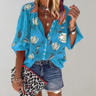 Summer Floral Print Blouse for Women