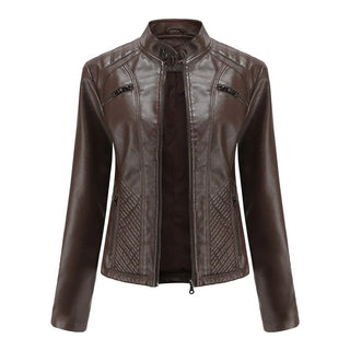 Stylish Faux Leather Women's Jacket with Classic Biker Design