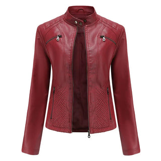 Stylish Faux Leather Women's Jacket with Classic Biker Design