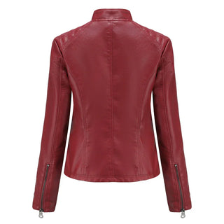 Stylish Faux Leather Women's Jacket with Classic Biker Design
