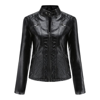 Stylish Faux Leather Women's Jacket with Classic Biker Design