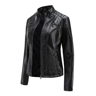 Stylish Faux Leather Women's Jacket with Classic Biker Design