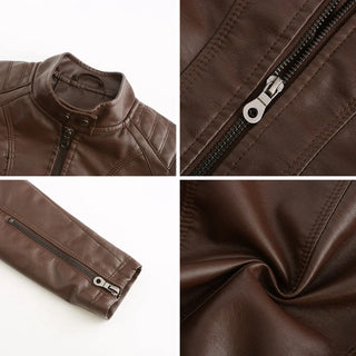 Stylish Faux Leather Women's Jacket with Classic Biker Design