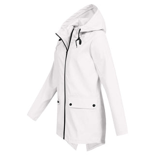 Waterproof Women's Mid-Length Jacket with Zipper