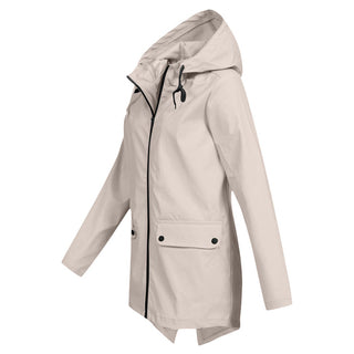 Waterproof Women's Mid-Length Jacket with Zipper