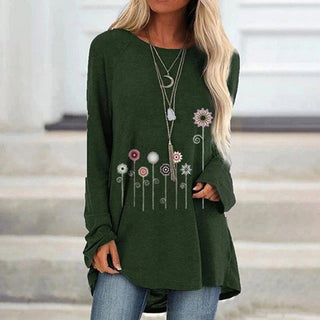 Sweatshirt with 3D Floral Embroidery Soft Texture Meets Subtle Elegance