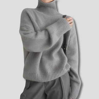 Women's Thick Fine wool-Like Winter Sweater with High Collar