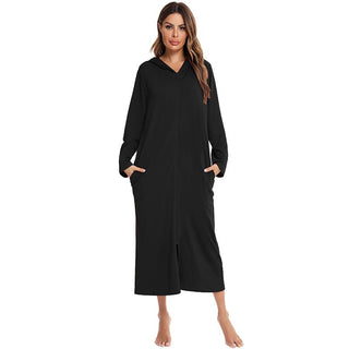 Warm Zip-Up Nightdress with Hood