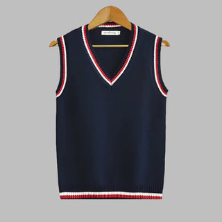 Retro Striped Preppy Style Sleeveless Pullover