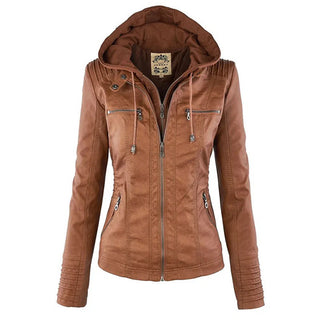 Melody – Faux Leather Biker Jacket with Hood