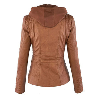 Melody – Faux Leather Biker Jacket with Hood
