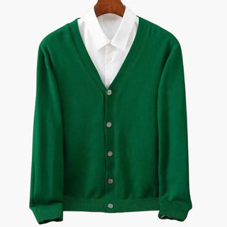 Men’s V-Neck Button-Front Cardigan – Classic Knit Layer