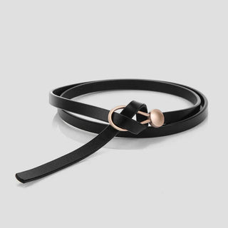Women's Thin Faux Leather Bow Belt