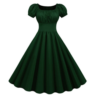 Chic Women's Dress with Puff Sleeves and Cinched Waist