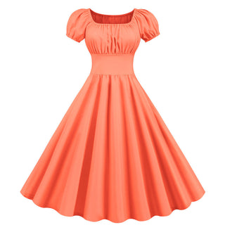 Chic Women's Dress with Puff Sleeves and Cinched Waist