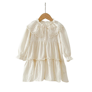 Children's Dress with Lace Collar and Long Sleeves – Vintage Charm for Little Trendsetters