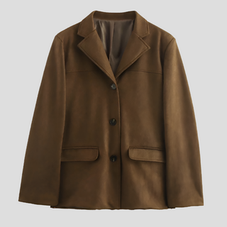 Oversized Brown Suede Trenchcoat with Wide Lapel