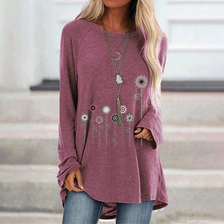 Sweatshirt with 3D Floral Embroidery Soft Texture Meets Subtle Elegance