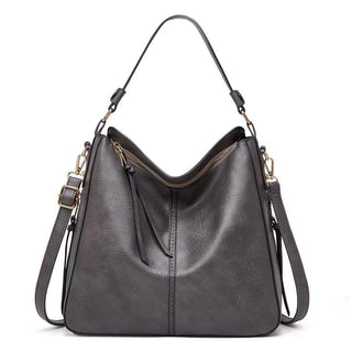 Classic Leather Shoulder Bag Sleek Gold Details