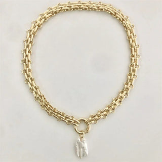 Baroque Freshwater Pearl Necklace with Gold &amp; Silver Chain