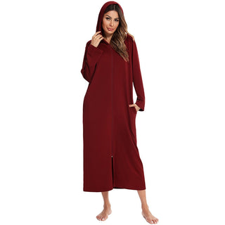Warm Zip-Up Nightdress with Hood