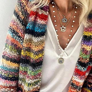 Women’s Stripe-Print Long-Sleeve Cardigan
