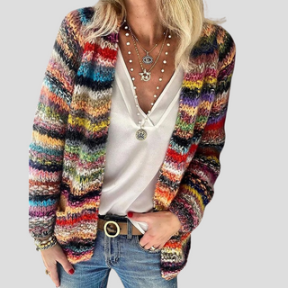 Women’s Stripe-Print Long-Sleeve Cardigan