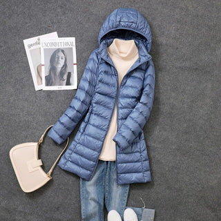 Long Down Jacket with Detachable Hood for Women Stay Warm and Stylish All Season Long