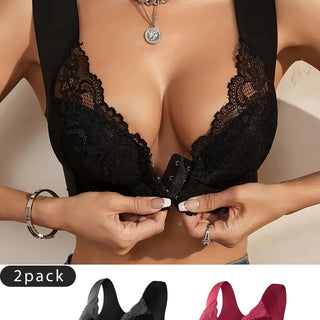 Set of 2 Women's Bras with Front Closure and Lace Details – Comfort Meets Elegance