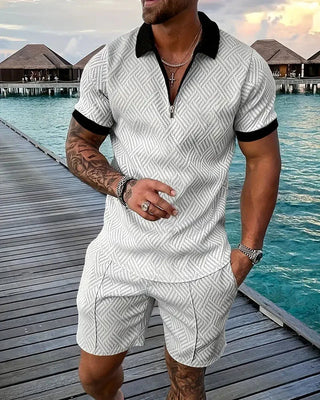Casual Zipper Collar Summer Tracksuit Outfit