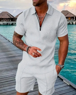 Casual Zipper Collar Summer Tracksuit Outfit