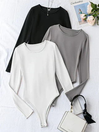 3-Pack Casual Long Sleeve Bodysuits for Women